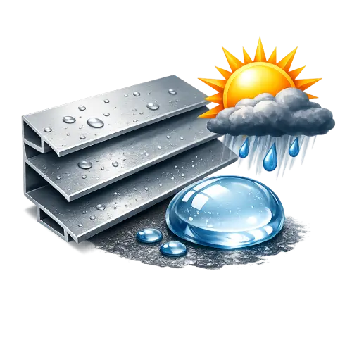 Weather-resistant aluminium sun louvers for exterior facades