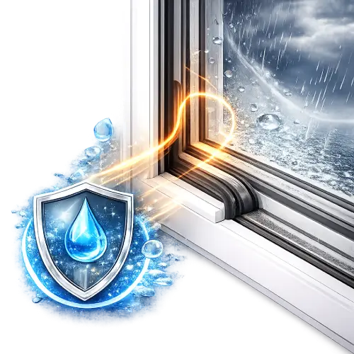 UPVC casement door with weather-resistant sealing system