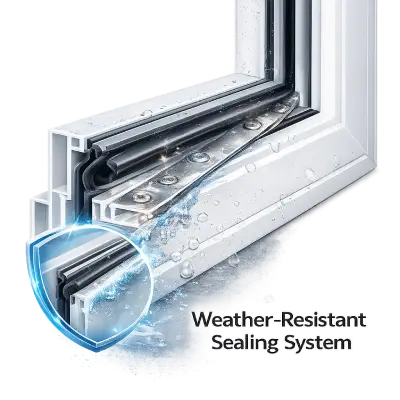 UPVC top hung window with weather-resistant sealing system