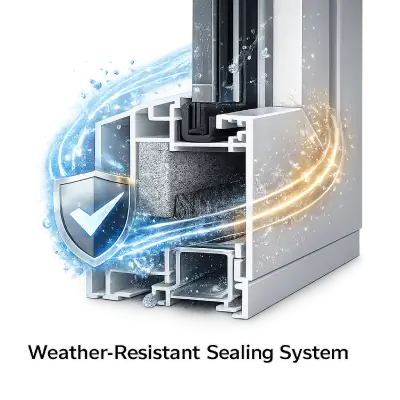 UPVC door with weather-resistant sealing system