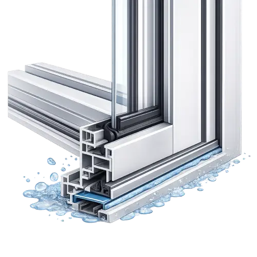 High-performance thermal break aluminum fixed window with air-tight weather seals for energy efficiency.
