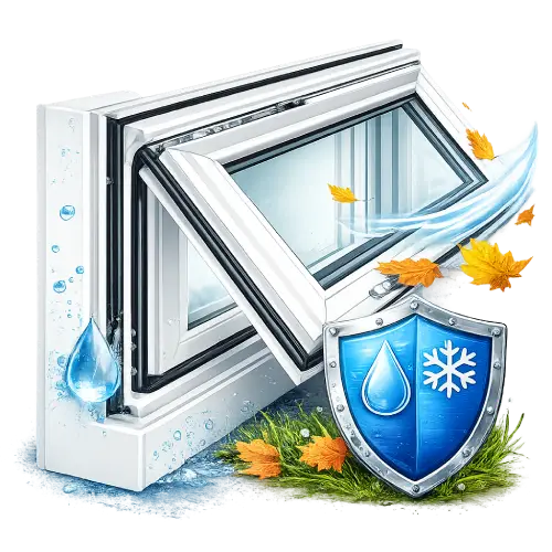 UPVC casement window with weather-resistant sealing system