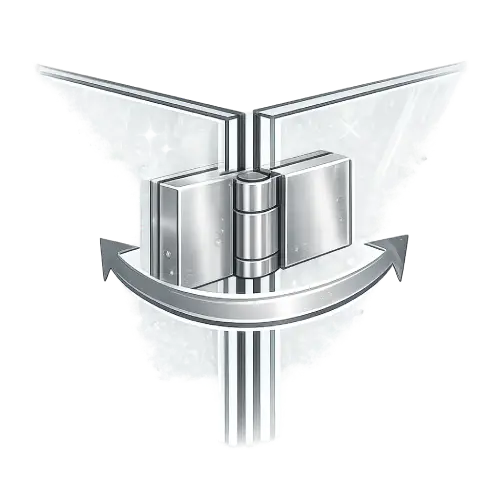Precision-engineered glass-to-glass shower hinge for smooth and silent door swinging.