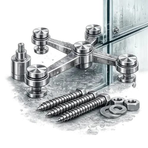 Durable structural glazing spider arm assembly for high-performance glass engineering.