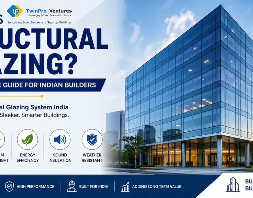 Structural glazing system India modern glass facade building with seamless design for commercial architecture and energy efficient construction