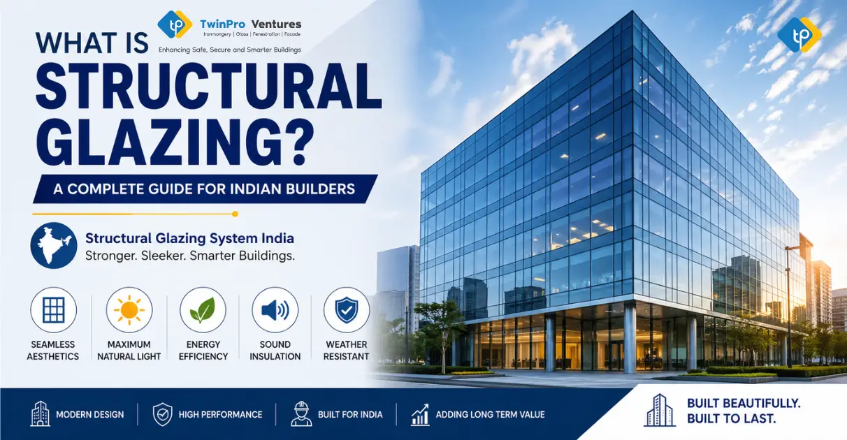 Structural glazing system India modern glass facade building with seamless design for commercial architecture and energy efficient construction