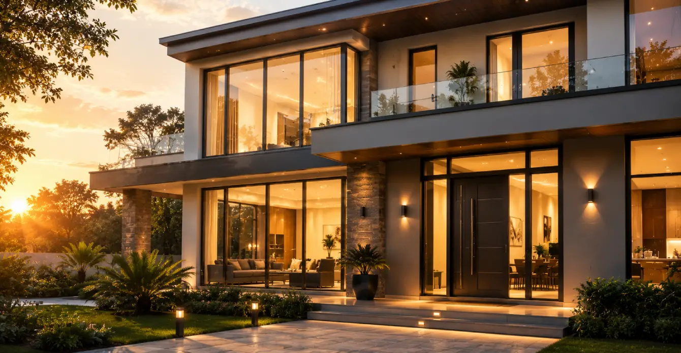 Best Aluminium System Windows and Doors installed in a luxury modern villa featuring floor-to-ceiling glazing and contemporary architectural design.