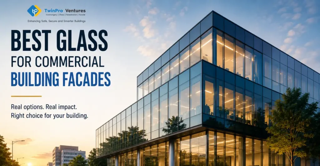 Modern commercial building facade showcasing the best glass for commercial building exteriors