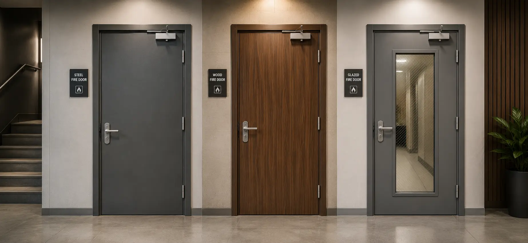 Fire rated door price comparison of steel, wood veneer and glazed fire rated doors