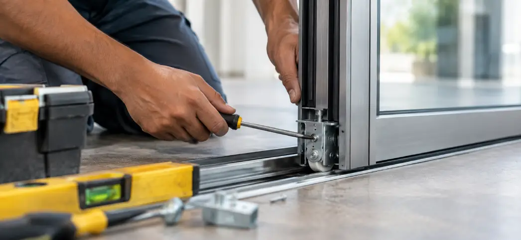 Hardware installation affecting aluminium sliding door price in India